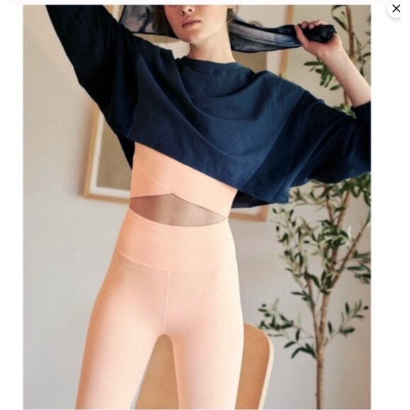 Free People Movement Sweatshirt Womens S Blue Boxy Surfside Terrycloth Crop Yoga - Picture 16 of 16